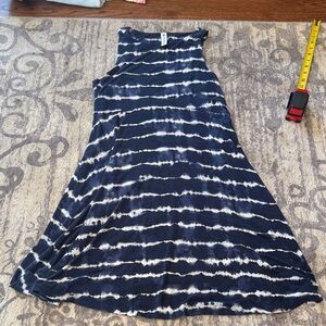 Athleta Navy and White Striped Midi Dress